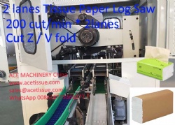 Automatic Two Lanes Facial Tissue Paper Log Saw Cutting Machine