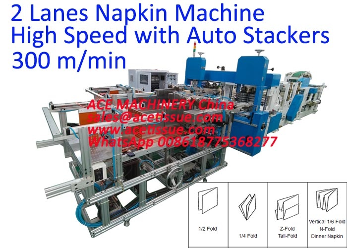 High Speed 2Lanes Fully Automatic Napkin Making Machine with Auto Transfer