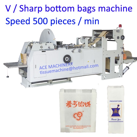 V Sharp Bottom Food Paper Bag Making Machine