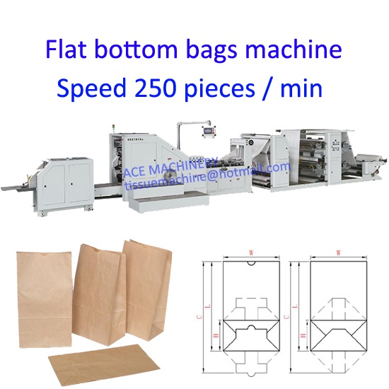 Flat Bottom Food Paper Bag Making Machine with printing