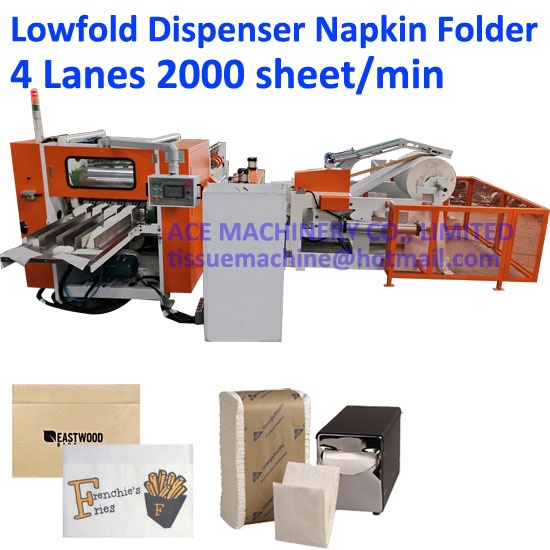 4 Lanes High Automatic Speed Junior Low Fold Dispenser Napkin Making Machine