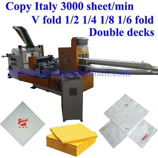 Table Beverage Paper Napkin Machine Double Layers 3000 Pc/Min Italy Automatic Embossing Printing