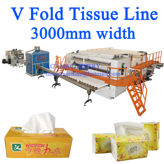 interfolder facial tissue machine with transfer
