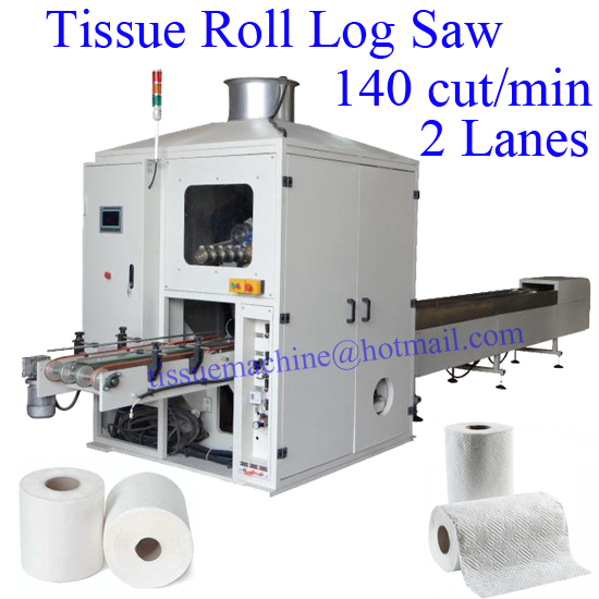 140 Cut/Min High Speed 2Lanes Logsaw Cutting Machine for Toilet Tissue Paper Kitchen Towel Rolls