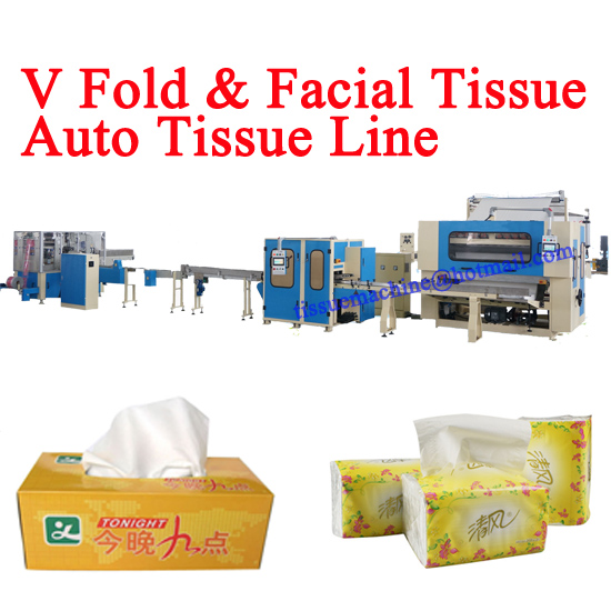 Automatic facial tissue paper interfold production line with log saw and poly bag packing from China manufacturer supplier copied Italy technology