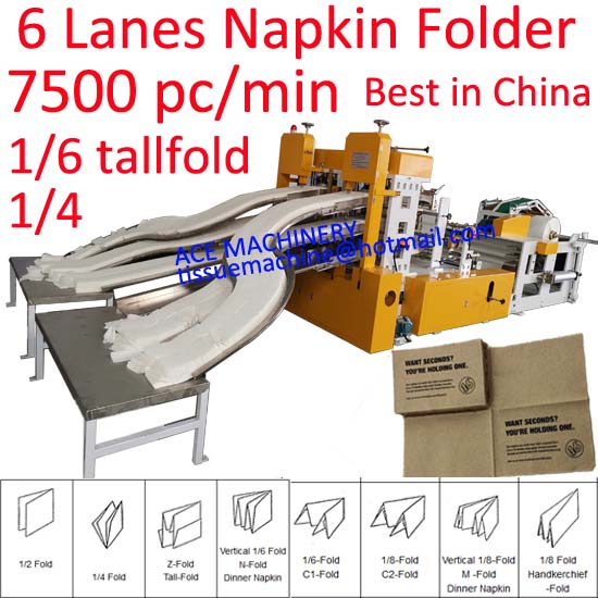 6 Lanes 7000 pc/min High Speed Tissue Paper Napkin Printing Machine Video
