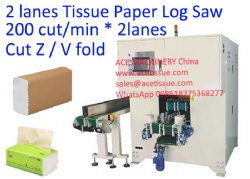 Automatic Two Lanes Facial Tissue Paper Log Saw Cutting Machine