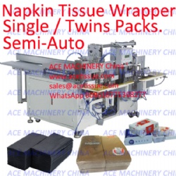 Semi automatic paper napkin packing machine for twins packs.