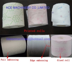 Non Stop Bathroom Toilet Hygienic Tissue Paper Kitchen Towel Roll Rewinder Machine Production Line with Lamination Glue