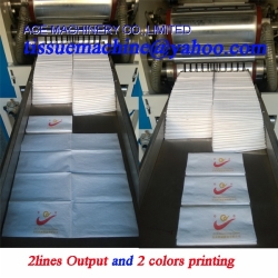2Lanes High Speed 1/8 Fold Dinner Napkin Machine with 2 Colors Printing and Embossing
